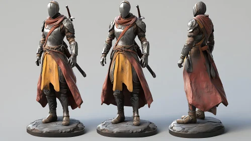 Armored Knight with Sword Figurine