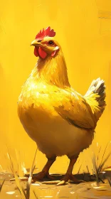 Poultry Art in Yellow Tones