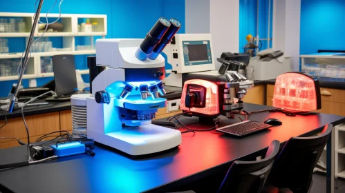 Microscope in Laboratory: Vibrant Academia Installation