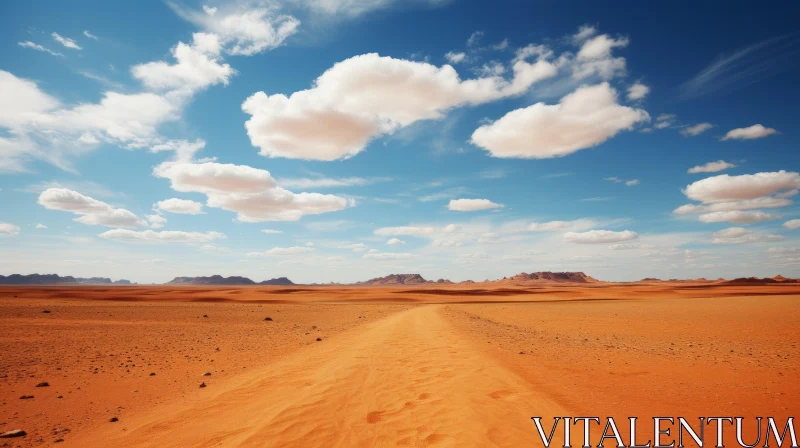 Romantic Desert Landscape with Red Dirt Road and Clouds AI Image