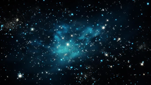 Stunning Blue Nebula Amidst Star Cluster