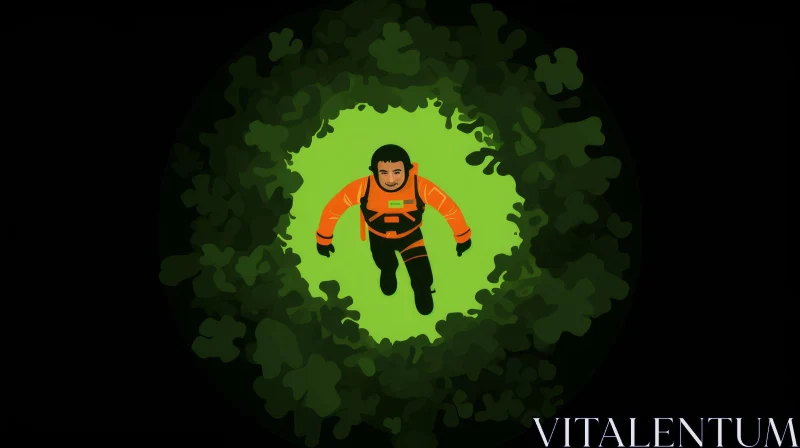 Transitional Journey: Orange Man in Noir Comic Art Style AI Image