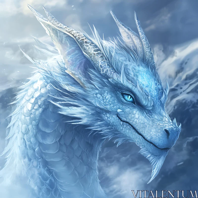 AI ART Icy Gaze of a Mythical Dragon