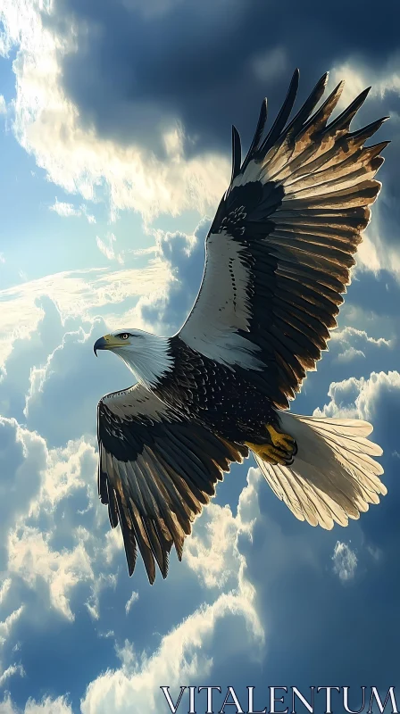 AI ART Eagle Flying in the Clouds