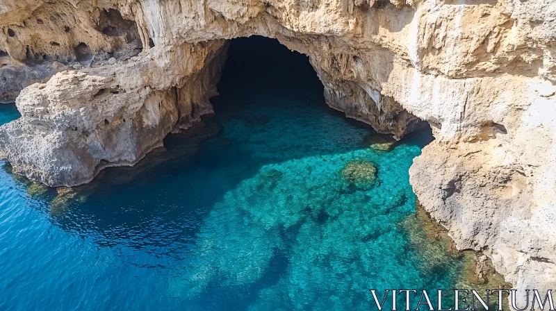 Beautiful Sea Cave and Clear Waters AI Image