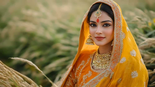 Portrait of a Woman in Indian Attire