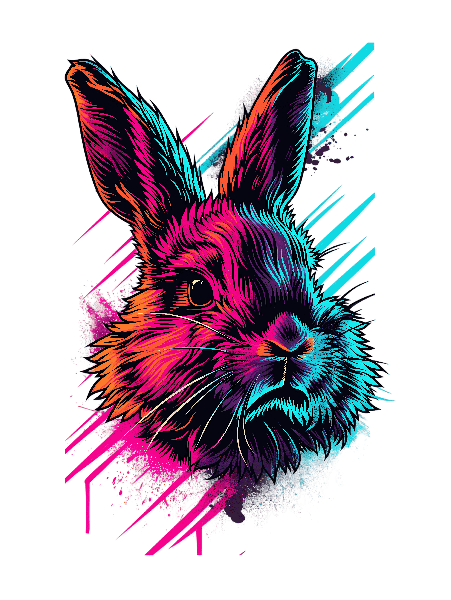 Colorful Rabbit Art Tee POD Design