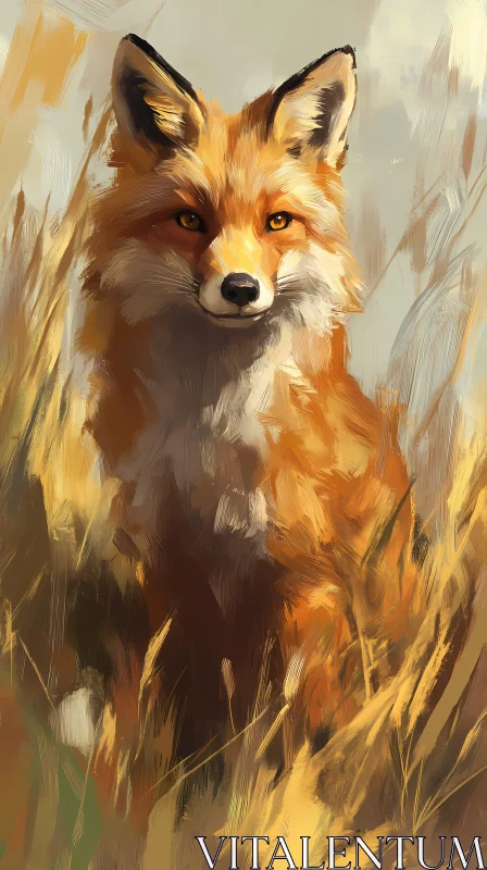 Fox Among Grasses Artwork AI Image