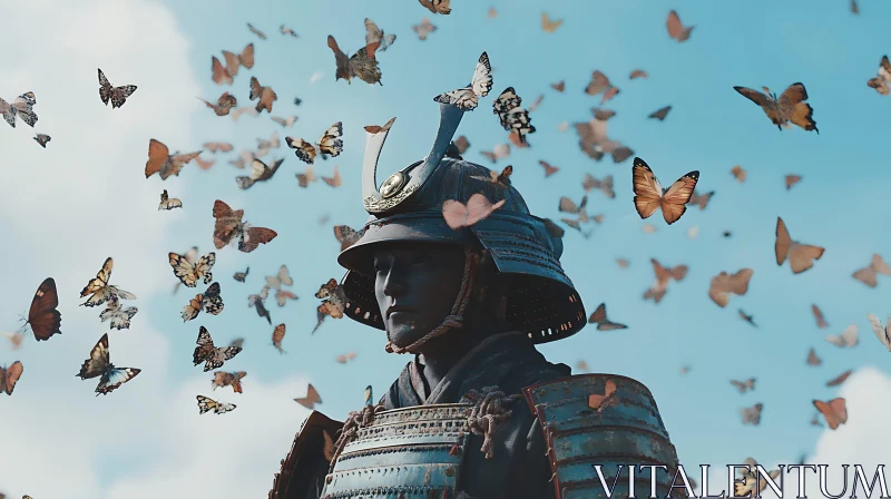 AI ART Butterfly Samurai Statue