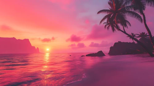 Tropical Sunset Beach Scene