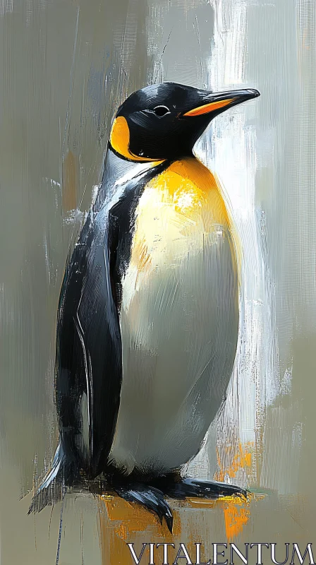 Penguin Painting with Abstract Background AI Image