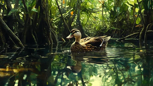 Peaceful Duck on Water