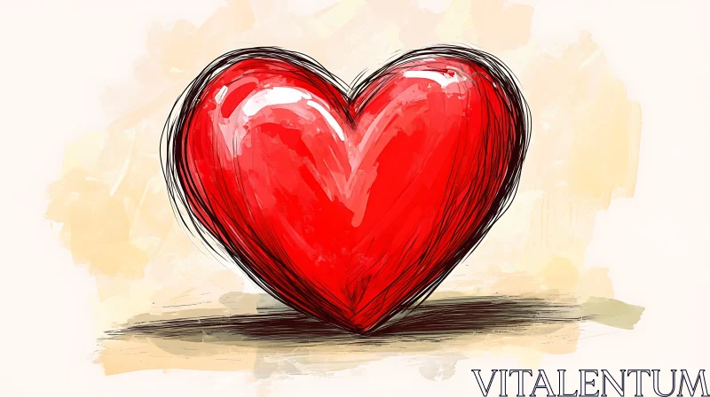 Heart Illustration with Bold Lines and Soft Colors AI Image