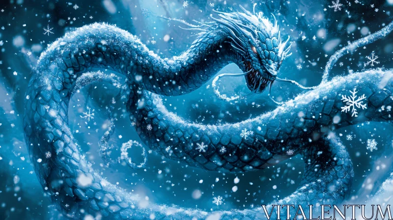 AI ART Icy Dragon in Winter Wonderland