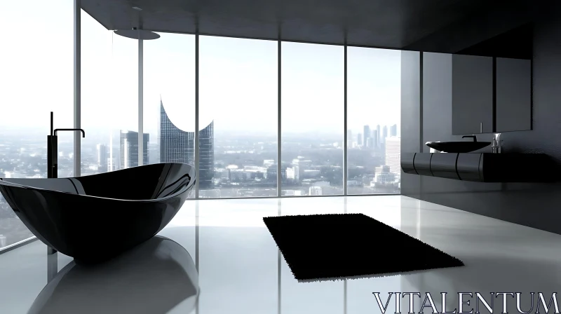 Sleek Black and White Bathroom Design AI Image