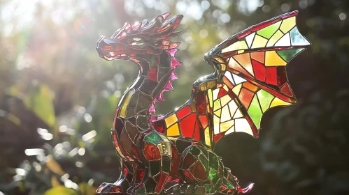 Colorful Stained Glass Dragon Art