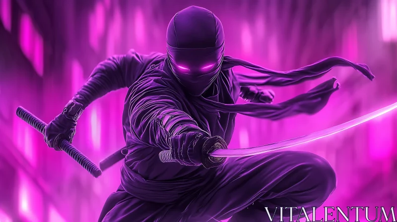 AI ART Shadowy Ninja with Katana