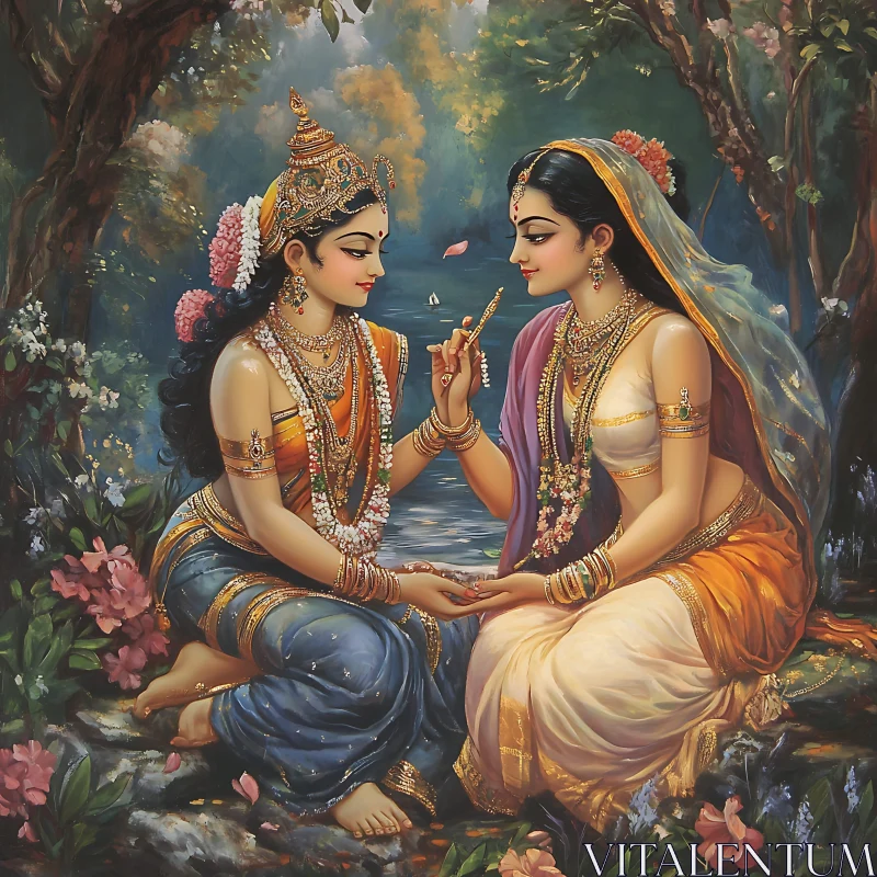 Radha Krishna: A Timeless Portrait of Love AI Image