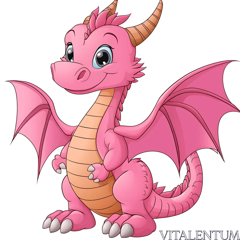 Cute Pink Dragon Character Design AI Image