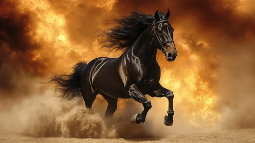 Galloping Horse with Flames