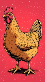 Artistic Chicken on Bold Background