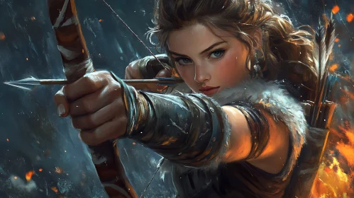 Female Archer Ready to Shoot