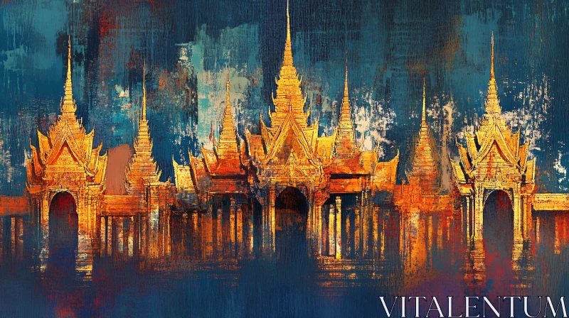 AI ART Abstract Golden Temple