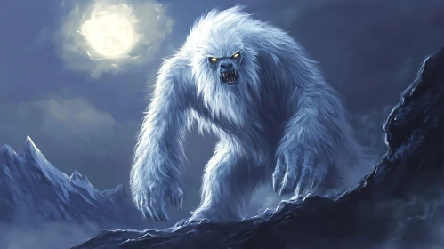 Mystical Yeti Under Moonlight