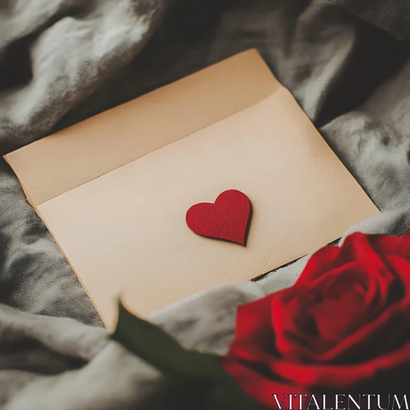 AI ART Heartfelt Love Note with Rose