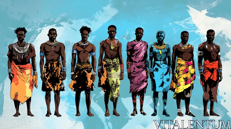 AI ART Line of Men in African Attire