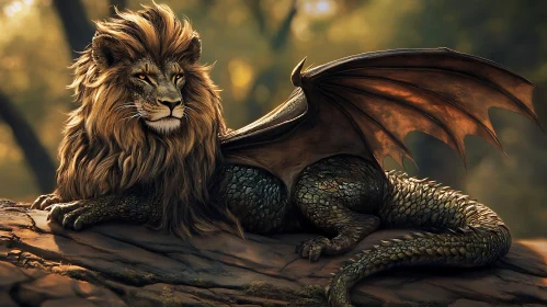 Mythical Lion-Dragon Hybrid Artwork