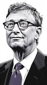 Detailed Bill Gates Portrait Illustration