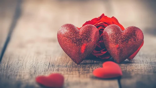 Romantic Hearts and Rose Arrangement