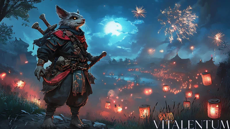 AI ART Samurai Fox Celebration