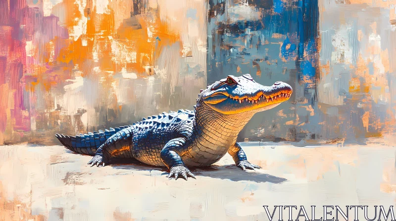 Colorful Reptile in Abstract Brushstrokes AI Image