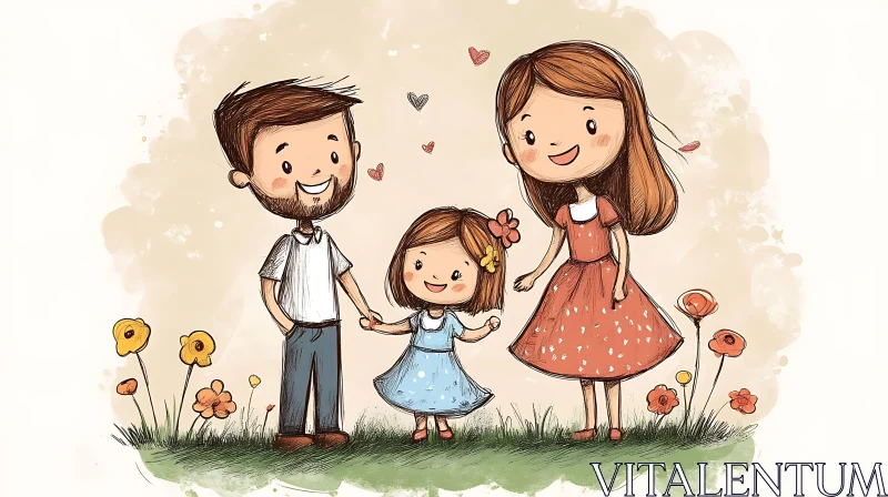 AI ART Wholesome Family Art with Floral Accents