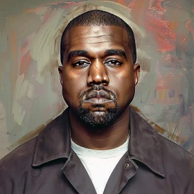 Kanye West Focused Portrait on Artistic Abstract Background