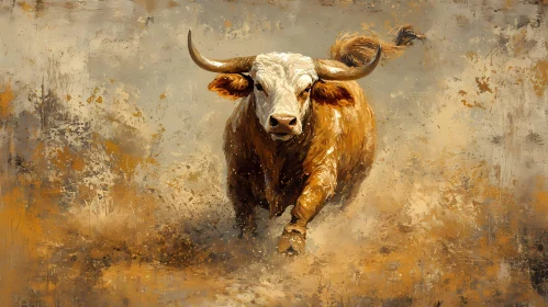 Dynamic Charging Bull Painting