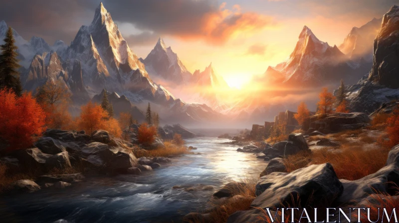 Autumn Mountain Landscape - A Celebration of Nature's Colors AI Image
