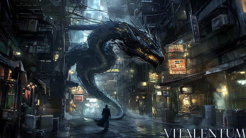 Urban Dragon Encounter AI Image