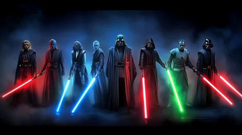 Sci-Fi Warriors with Glowing Swords