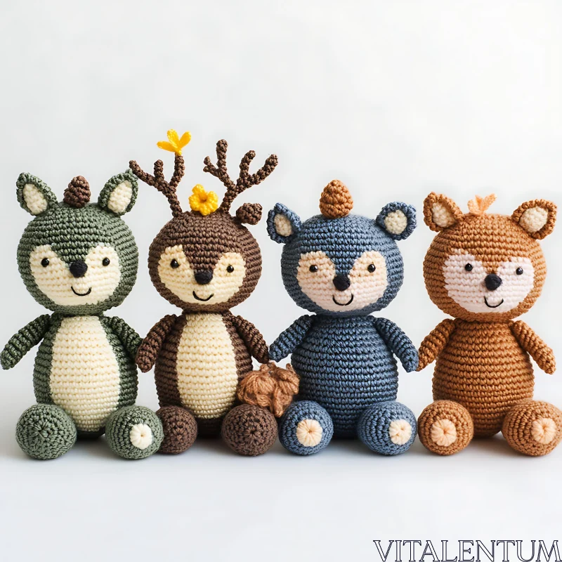 Adorable Crochet Stuffed Animals AI Image