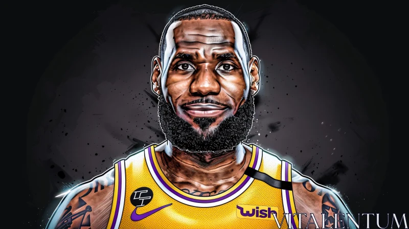 LeBron James Detailed Illustration AI Image