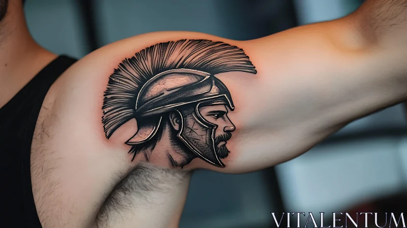 AI ART Shoulder Tattoo of a Warrior