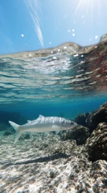 Captivating Shallow Water Scene with Iridescent Fish - A Mesmerizing Encounter with Nature