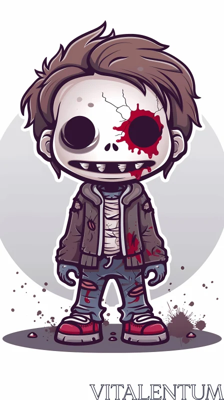 Cartoon Illustration of a Zombie Boy AI Image