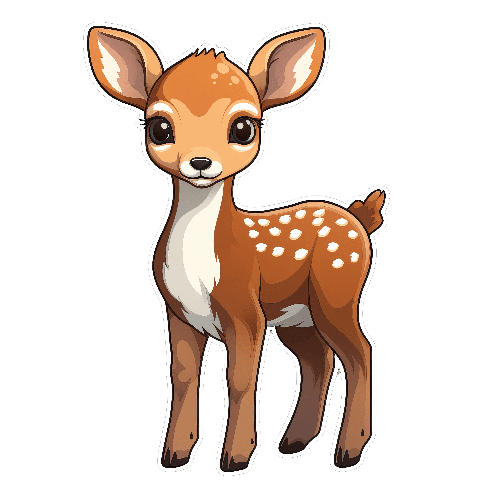 Charming Cartoon Deer Illustration with Big Eyes POD Design