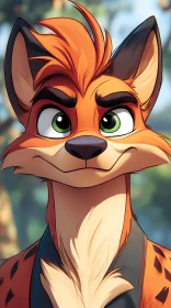 Cartoon Fox in Forest Setting