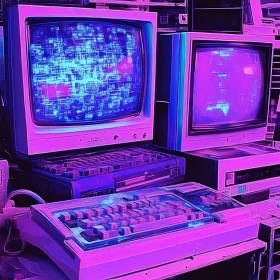 Vintage Technology with Neon Glow