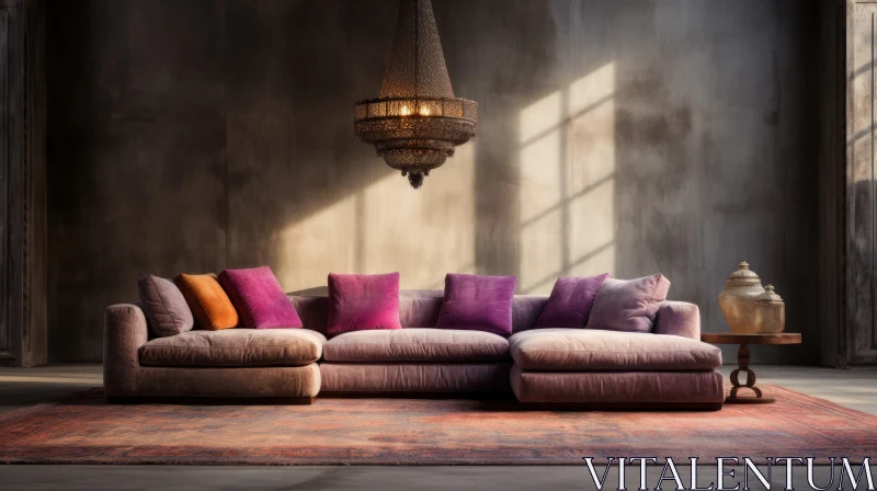 Elegant Lounge Area: A Blend of Color, Light, and Craftsmanship AI Image